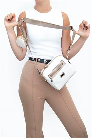 Silver & Polo SP1038 Kadın Çapraz Çanta Logolu Sedef-Nut