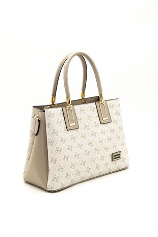 Silver & Polo SP1000 Kadın El Çantası Monogram Bej-Kum