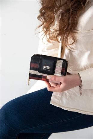 Silver & Polo SP935 Kadın Cüzdan & Kartlık Ekose Siyah