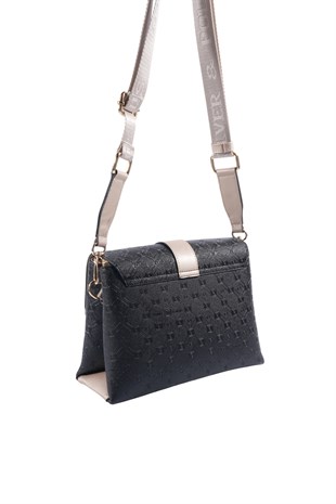 Silver & Polo SP1275 Kadın Çapraz Çanta Logolu Siyah-S.Nut