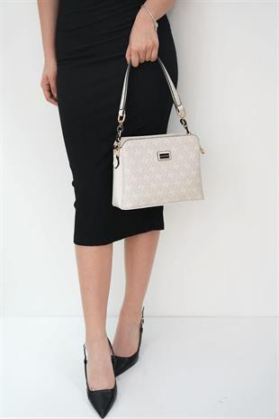 Silver Polo SP937 Kadın Omuz Çantası Monogram Taş-Kemik