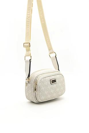 Silver & Polo SP1111 Kadın Çapraz Çanta Monogram Taş-Kemik