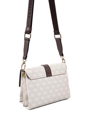 Silver Polo SP1009 Kadın Çapraz Çanta Monogram Taş-Kahve