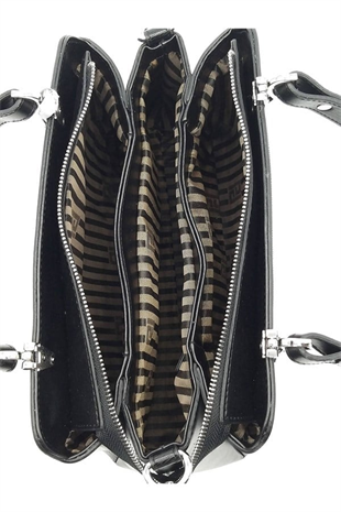 Silver & Polo SP972 Kadın El Çantası Logolu Platin-Siyah