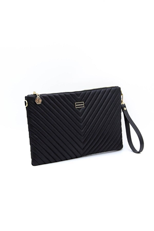 Silver Polo SP1034 Kadın Portföy & Clutch Kapitone V Siyah-Siyah