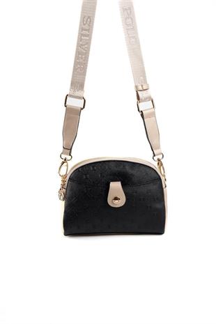 Silver & Polo SP1144 Kadın Çapraz Çanta Logolu Siyah-S.Nut