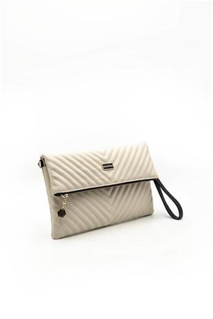 Silver & Polo SP1134 Kadın Portföy & Clutch Kapitone V Bej