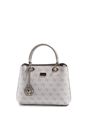 Silver & Polo SP1272 Kadın El Çantası Monogram Bej-Kum