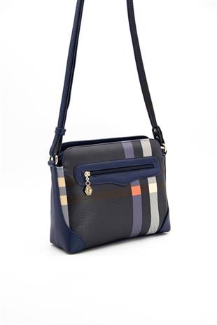 Silver & Polo SP364 Kadın Çapraz Çanta Ekose Lacivert