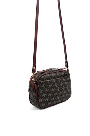 Silver & Polo SP1186 Kadın Çapraz Çanta Monogram Kahve Sarı-Bordo