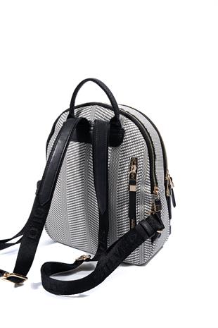 Silver & Polo SP1265 Kadın Sırt Çantası Hasır Siyah Beyaz-Siyah