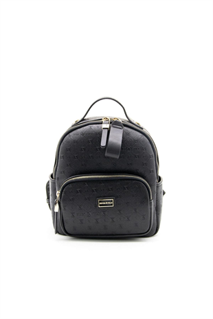 Silver & Polo SP1130 Kadın Sırt Çantası Logolu Siyah-Siyah