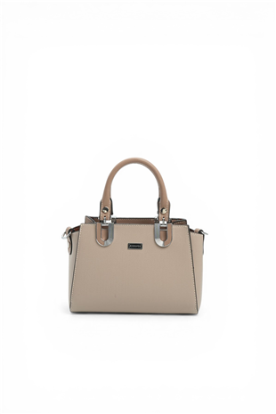 Silver & Polo SP1281 Kadın El Çantası Düz Koyu Bej-Latte