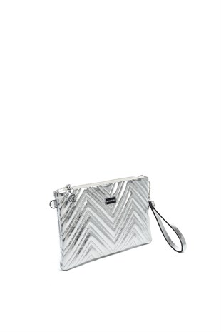 Silver & Polo SP1250 Kadın Portföy & Clutch Crash Gümüş-Gümüş