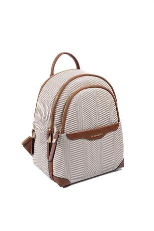 Silver & Polo SP1265 Kadın Sırt Çantası Hasır Bej-Taba