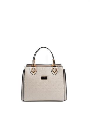 Silver & Polo SP1133 Kadın El Çantası Logolu Bej-S.Bej