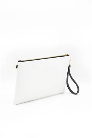 Silver & Polo SP1034 Kadın Portföy & Clutch Logolu Beyaz-Beyaz