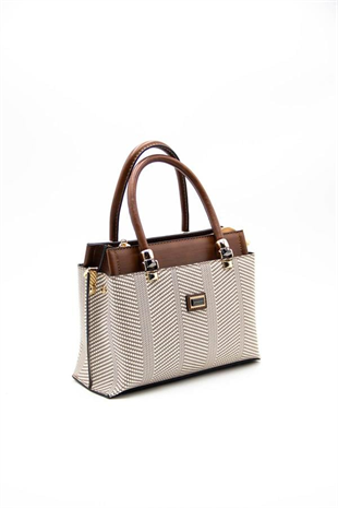 Silver & Polo SP826 Kadın El Çantası Hasır Bej-Taba
