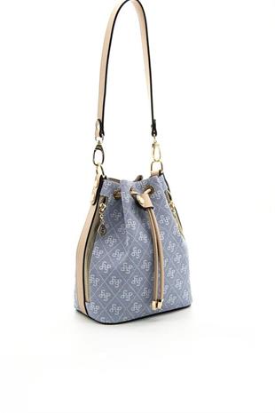 Silver Polo SP1137 Kadın Omuz Çantası Monogram Mavi-Ten