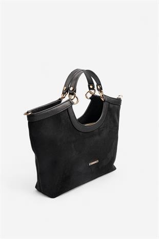 Silver & Polo SP1189 Kadın El Çantası Süet Siyah-Siyah