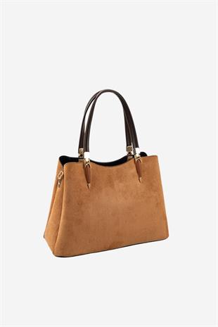 Silver & Polo SP1205 Kadın El Çantası Süet Taba-Kahve