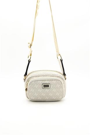 Silver & Polo SP1111 Kadın Çapraz Çanta Monogram Taş-Kemik
