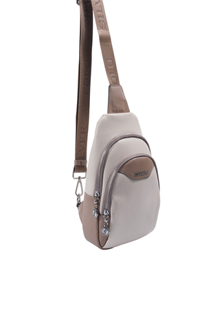 Silver & Polo SP959 Kadın Vücut Çantası Düz Bej-Latte