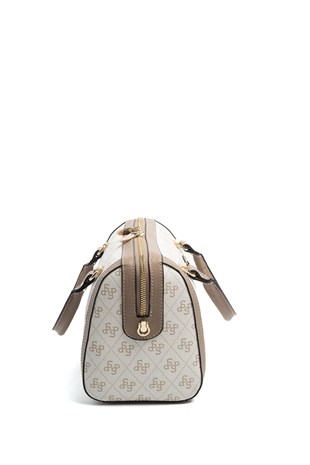 Silver & Polo SP1091 Kadın El Çantası Monogram Bej-Latte