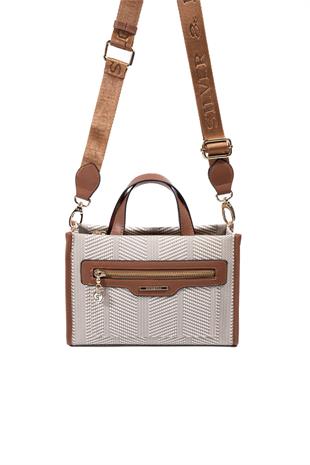 Silver & Polo SP1271 Kadın El Çantası Hasır Bej-Taba