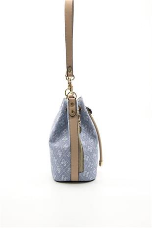 Silver Polo SP1137 Kadın Omuz Çantası Monogram Mavi-Ten