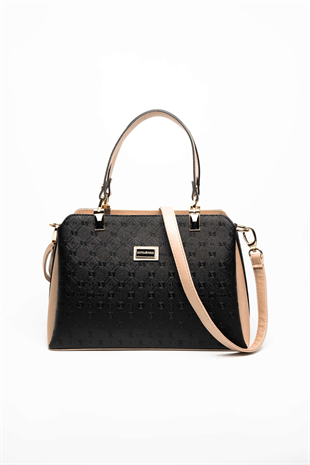 Silver & Polo SP972 Kadın El Çantası Logolu Siyah-S.Nut