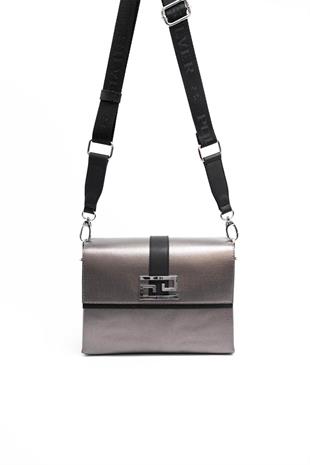 Silver & Polo SP1009 Kadın Çapraz Çanta Düz Platin-Siyah