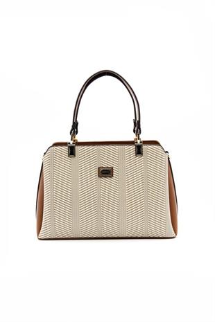 Silver & Polo SP972 Kadın El Çantası Hasır Bej-Taba