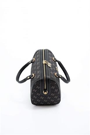 Silver & Polo SP1091 Kadın El Çantası Monogram Füme-Siyah