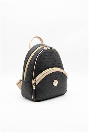Silver & Polo SP945 Kadın Sırt Çantası Logolu Siyah-S.Nut
