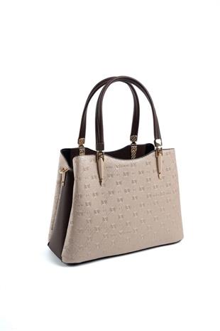 Silver & Polo SP1205 Kadın El Çantası Logolu Nut-Kahve