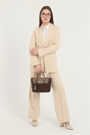 Silver & Polo Kahve - Vizon SP1185 Kadın El Çantası