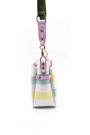 Silver & Polo SP884 Kadın Çapraz Çanta Ekose Lila-Pembe