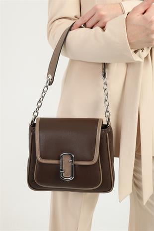 Silver & Polo Kahve - Vizon SP1147 Kadın Omuz Çantası