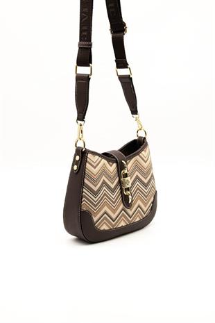 Silver & Polo SP1156 Kadın Çapraz Çanta Ekose Nut-Kahve