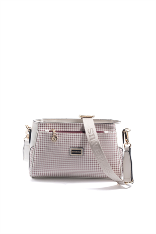 Silver & Polo SP1273 Kadın Çapraz Çanta King Desen Bordo-Kemik