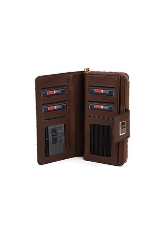 Silver & Polo SP928 Kadın Cüzdan & Kartlık Monogram Koyu Bej-Kahve