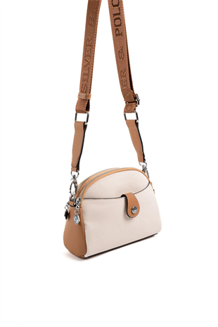 Silver & Polo SP1144 Kadın Çapraz Çanta Petek Bej-A.Taba