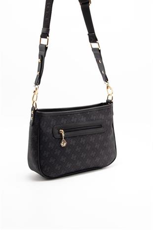 Silver & Polo SP1160 Kadın Çapraz Çanta Monogram Siyah