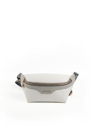 Silver & Polo SP1192 Kadın Bel Çantası Logolu Beyaz-A.Gri