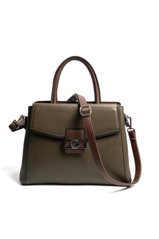 Silver & Polo SP1264 Kadın El Çantası Düz Zeytuni-Kahve