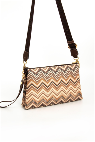 Silver & Polo SP1129 Kadın Çapraz Çanta Ekose Nut-Kahve