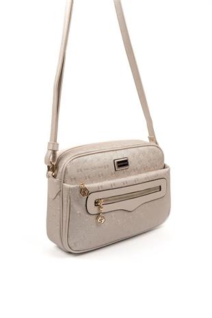 Silver & Polo SP491 Kadın Çapraz Çanta Logolu Bej-S.Bej