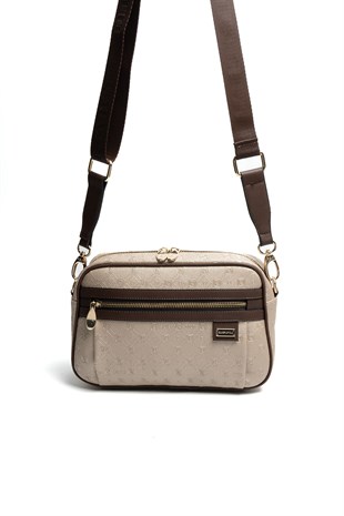 Silver & Polo SP1280 Kadın Çapraz Çanta Logolu Nut-Kahve