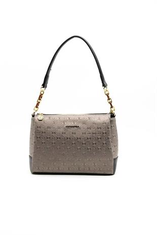 Silver & Polo SP910 Kadın Çapraz Çanta Logolu Platin-Siyah